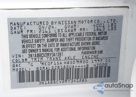 2024 Nissan Sentra Sv Xtronic Cvt from USA, damaged, VIN 3N1AB8CV2RY341281